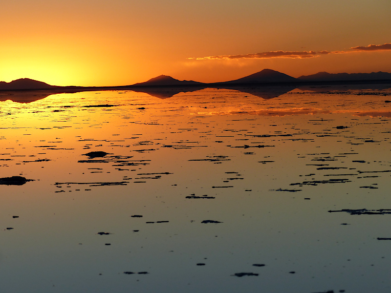 Salzwüste Spiegel Sonnenuntergang